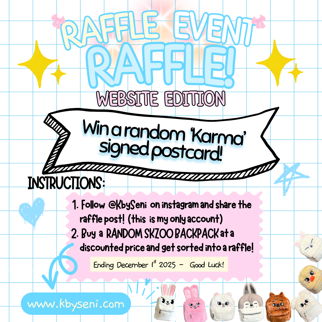 RANDOM SKZOO-INSPIRED BACKPACK - SIGNED POSTCARD RAFFLE/GIVEAWAY