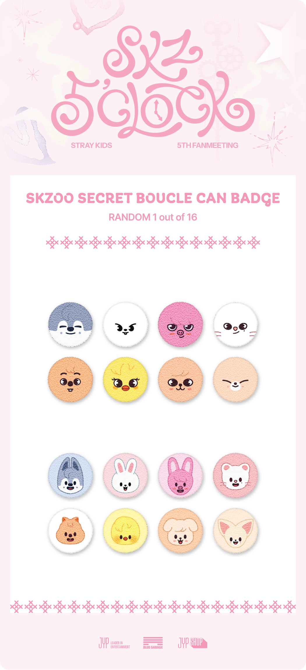 [PRE-ORDER] Stray Kids SKZOO SECRET BOUCLE CAN BADGE - SKZ 5'CLOCK