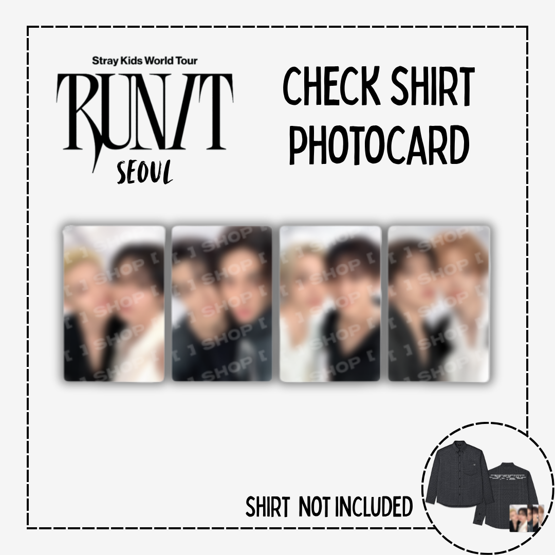 [PRE-ORDER] Stray Kids World Tour <RUN IT SEOUL> CHECK SHIRT (PHOTOCARDS ONLY) (Copy)
