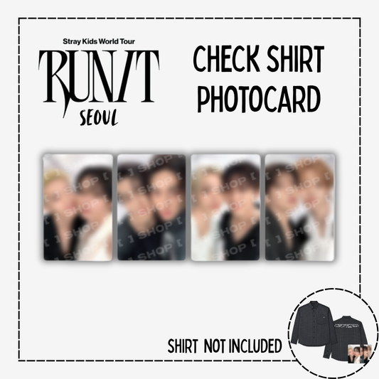 [PRE-ORDER] Stray Kids World Tour <RUN IT SEOUL> CHECK SHIRT (PHOTOCARDS ONLY) (Copy)