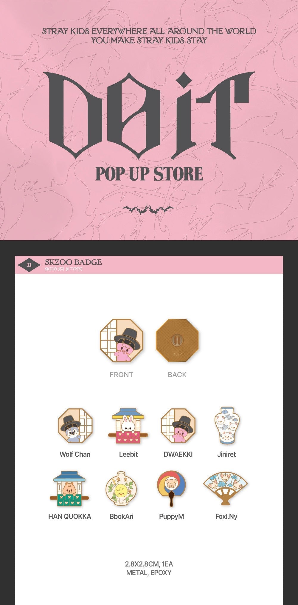 Stray Kids Pop Up Store 'Do It' Official MD - SKZOO BADGE WOLFCHAN
