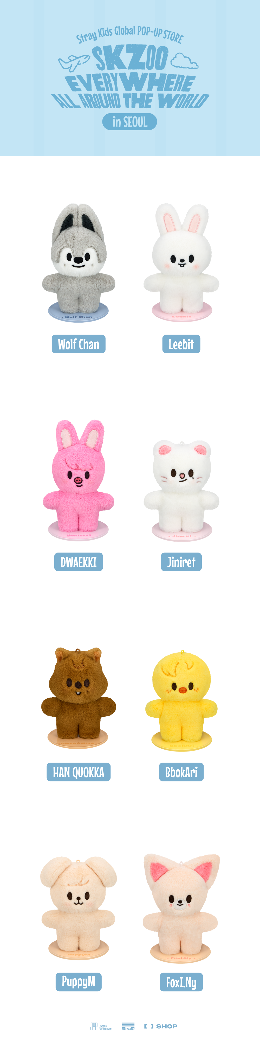 [Pre-Order] SKZOO PLUSH STANDING Ver. - SKZOO EVERYWHERE ALL AROUND THE WORLD POP-UP STORE IN SEOUL OFFICIAL MD