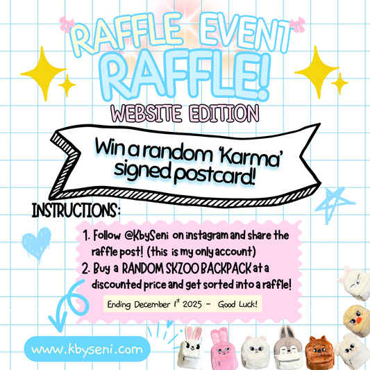 RANDOM SKZOO-INSPIRED BACKPACK - SIGNED POSTCARD RAFFLE/GIVEAWAY