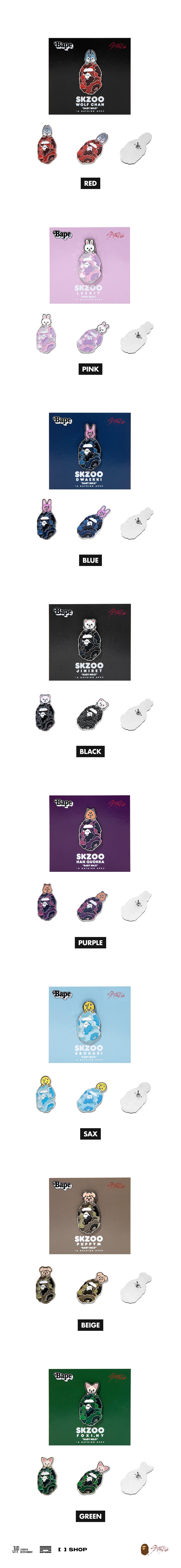 PRE-ORDER] METAL PINS - STRAY KIDS x A BATHING APE® OFFICIAL MERCH