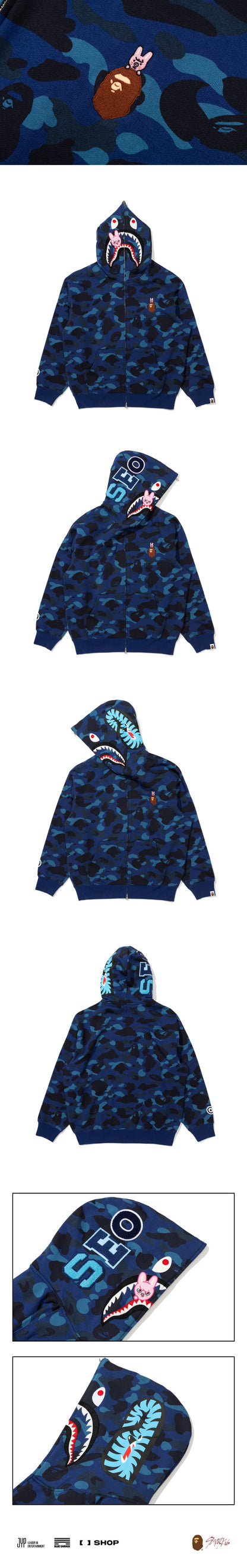[PRE-ORDER] SHARK FULL ZIP HOODIE - STRAY KIDS x A BATHING APE® OFFICIAL MERCH